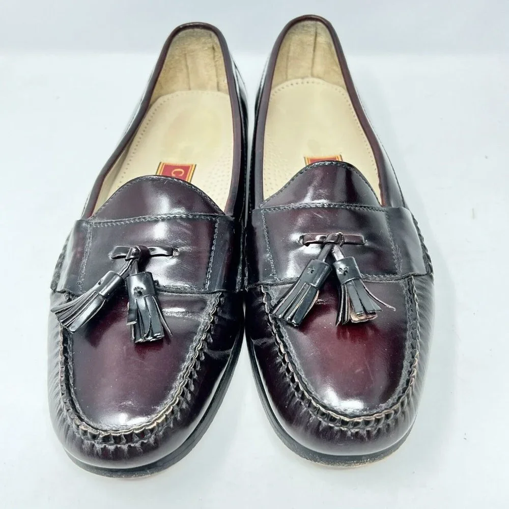 Cole Haan Mens F3 3507 Pinch Burgundy Tassel Loafer Slip On Dress Men's 11 M GUC